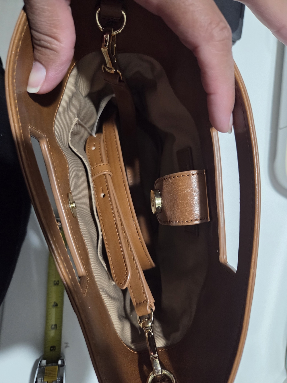 Talbots Woven Straw and Brown Leather Handle Tote - Picture 3 of 7